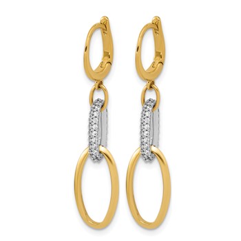 Leslie's 14K Two-tone Polished CZ Ovals Leverback Dangle Earrings — alternate view