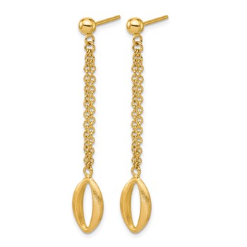 Leslie's 14K Polished and Brushed Navette Link Post Dangle Earrings — alternate view