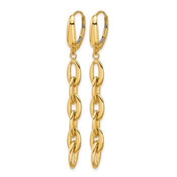 Leslie's 14K Polished Fancy Oval Link Leverback Dangle Earrings — alternate view