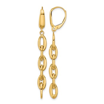 Leslie's 14K Polished Fancy Oval Link Leverback Dangle Earrings