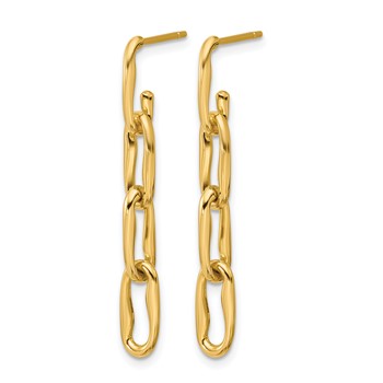 Leslie's 14K Polished Wavy Elongated Oval Link Post Dangle Earrings — alternate view