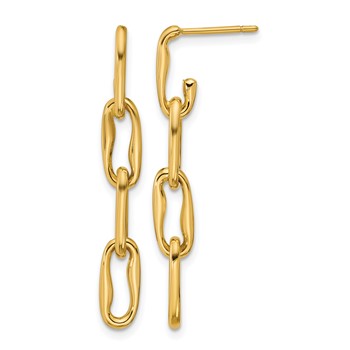 Leslie's 14K Polished Wavy Elongated Oval Link Post Dangle Earrings