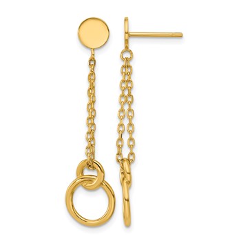 Leslie's 14K Polished 2-Strand Double Circle Post Dangle Earrings