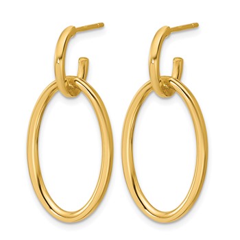 Leslie's 14K Polished Fancy Oval Link Post Dangle Earrings — alternate view