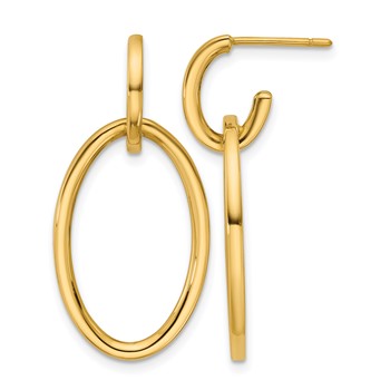 Leslie's 14K Polished Fancy Oval Link Post Dangle Earrings