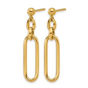 Leslie's 14K Polished Fancy Elongated Oval Link Post Dangle Earrings — alternate view