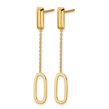 Leslie's 14K Polished Elongated Oval and Bar Post Dangle Earrings — alternate view