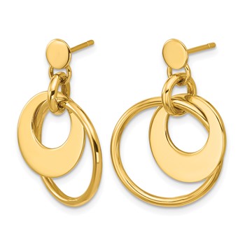 Leslie's 14K Polished Fancy Double Circle Post Dangle Earrings — alternate view