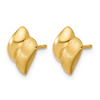Leslie's 14K Polished and Brushed Fancy Post Earrings — alternate view