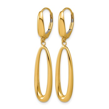 Leslie's 14K Polished Tapered Oval Leverback Dangle Earrings — alternate view