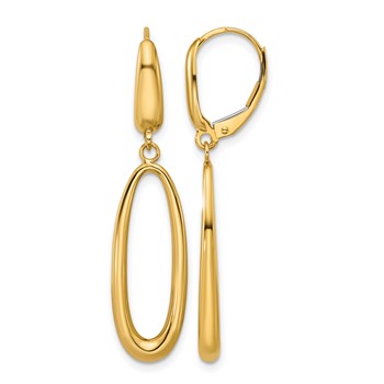 Leslie's 14K Polished Tapered Oval Leverback Dangle Earrings