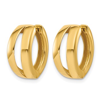 Leslie's 14K Polished Fancy Tapered Hinged Round Hoop Earrings — alternate view