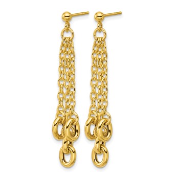 Leslie's 14K Polished Fancy 3-Strand Cable Link Post Dangle Earrings — alternate view