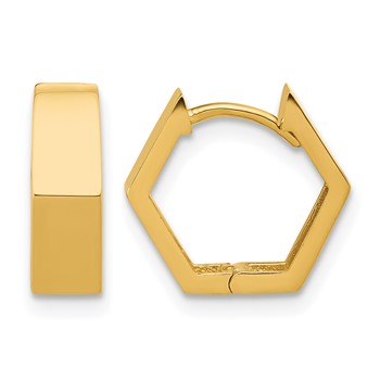 Leslie's 14K Polished Hexagon Hinged Hoop Earrings
