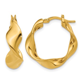 Leslie's 14K Polished Wavy Hoop Earrings