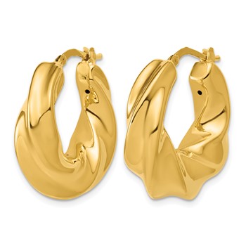 Leslie's 14K Polished Puffed and Twisted Hoop Earrings — alternate view