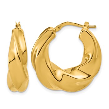 Leslie's 14K Polished Puffed and Twisted Hoop Earrings