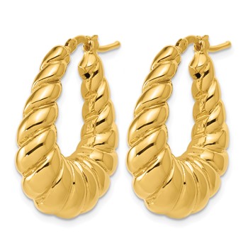 Leslie's 14K Polished Scallop Oval Hoop Earrings — alternate view