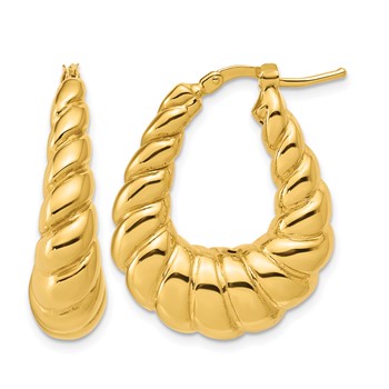 Leslie's 14K Polished Scallop Oval Hoop Earrings