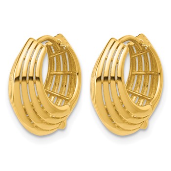 Leslie's 14K Polished Grooved Hinged Hoop Earrings — alternate view