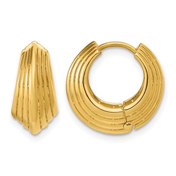 Leslie's 14K Polished Grooved Hinged Hoop Earrings