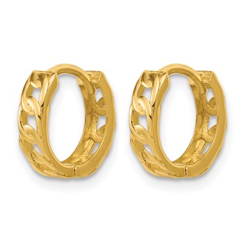 Leslie's 14K Polished Link Pattern Huggie Hoop Earrings — alternate view
