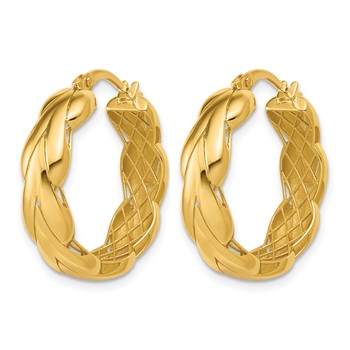 Leslie's 14K Polished and Grooved Fancy Hoop Earrings — alternate view