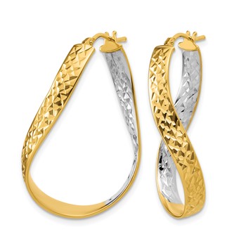 Leslie's 14K w/Rhodium Polished/Diamond-cut Twist In and Out Hoop Earrings — alternate view