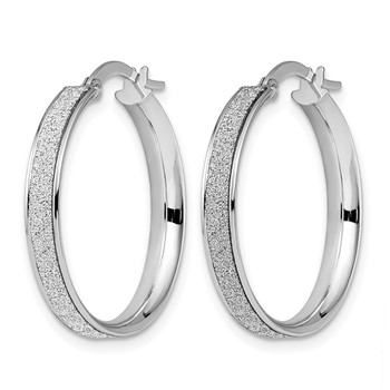 Leslie's 14K White Gold Polished Glimmer Infused Hoop Earrings — alternate view