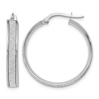 Leslie's 14K White Gold Polished Glimmer Infused Hoop Earrings