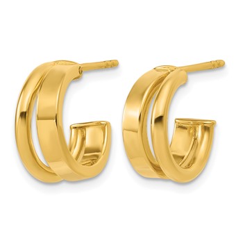 Leslie's 14K Polished 2-Row J-Hoop Post Earrings — alternate view