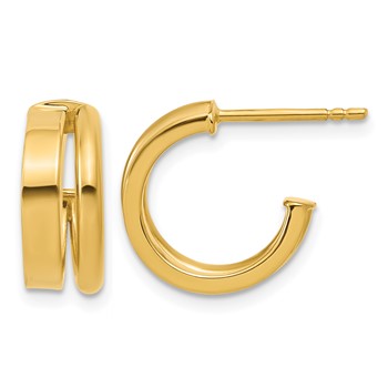 Leslie's 14K Polished 2-Row J-Hoop Post Earrings