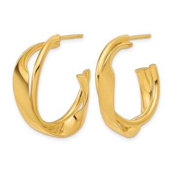 Leslie's 14K Polished 2-Row Twist J-Hoop Post Earrings — alternate view