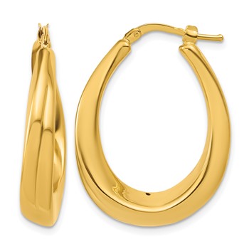 Leslie's 14K Polished Oval Hollow Hoop Earrings