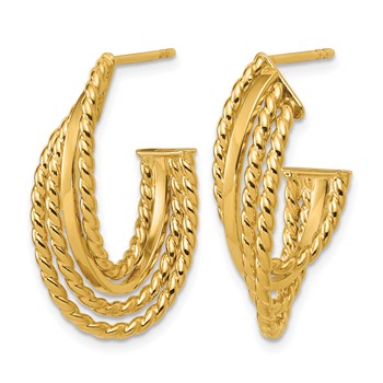 Leslie's 14K Polished and Twisted 4-row Intertwined Hoop Earrings — alternate view