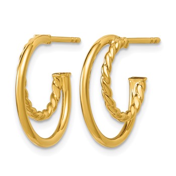 Leslie's 14K Polished and Twisted 2-row J-Hoop Post Earrings — alternate view