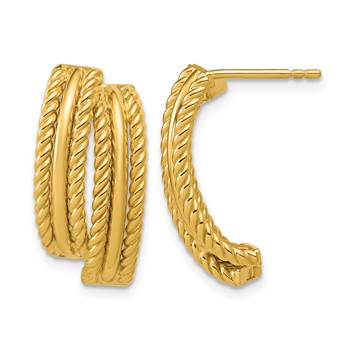 Leslie's 14K Polished and Twisted J-Hoop Post Earrings
