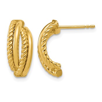 Leslie's 14K Polished and Twisted J-Hoop Post Earrings