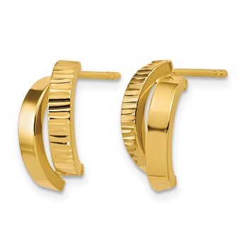 Leslie's 14K Polished and Diamond-cut crisscross J-Hoop Earrings — alternate view