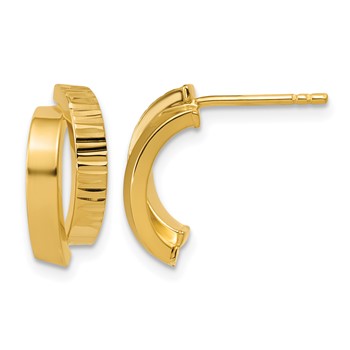 Leslie's 14K Polished and Diamond-cut crisscross J-Hoop Earrings