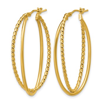Leslie's 14K Polished and Twisted Criss-cross Oval Hoop Earrings — alternate view
