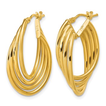 Leslie's 14K Polished and Diamond-cut 4-row Intertwined Hoop Earrings — alternate view