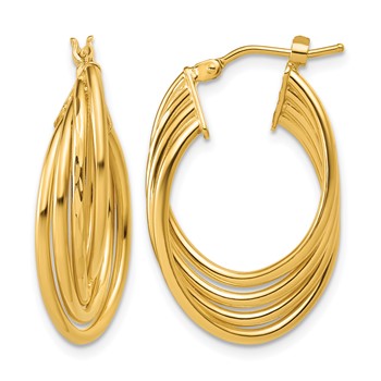 Leslie's 14K Polished and Diamond-cut 4-row Intertwined Hoop Earrings