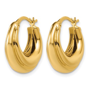 Leslie's 14K Polished and Grooved Hoop Earrings — alternate view