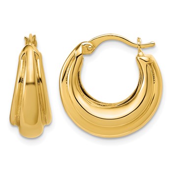 Leslie's 14K Polished and Grooved Hoop Earrings