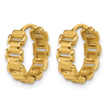 Leslie's 14K Polished Link Pattern Hinged Huggie Hoop Earrings — alternate view