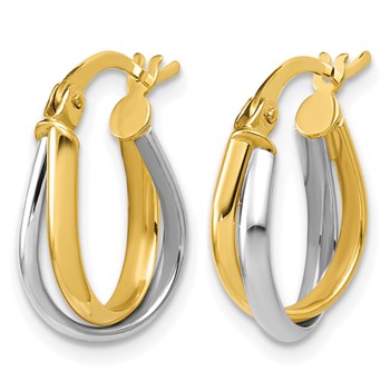 Leslie's 14K w/Rhodium Twisted Hoop Earrings — alternate view