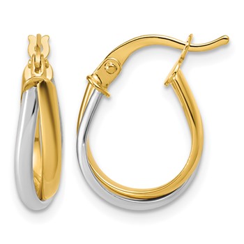 Leslie's 14K w/Rhodium Twisted Hoop Earrings
