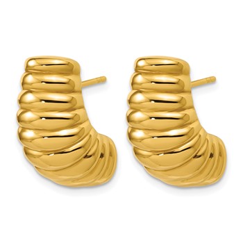 Leslie's 14K Polished and Grooved Hollow Puffed Post Earrings — alternate view