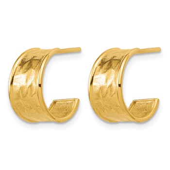 Leslie's 14K Polished and Hammered J-Hoop Earrings — alternate view